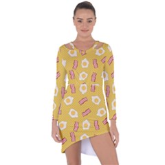 Bacon And Egg Pop Art Pattern Asymmetric Cut-out Shift Dress by Valentinaart