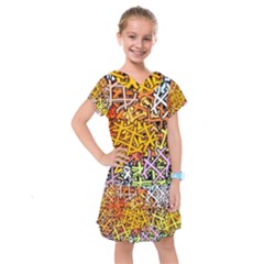 Color Colors Network Networks Kids  Drop Waist Dress by Pakrebo