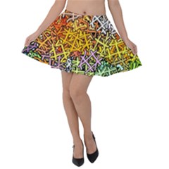 Color Colors Network Networks Velvet Skater Skirt by Pakrebo