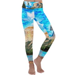 Painting Paintings Mountain Kids  Lightweight Velour Classic Yoga Leggings by Pakrebo