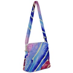 Painting Abstract Blue Pink Spots Zipper Messenger Bag by Pakrebo