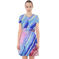 Painting Abstract Blue Pink Spots Adorable In Chiffon Dress by Pakrebo