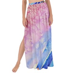 Painting Abstract Blue Pink Spots Maxi Chiffon Tie-up Sarong by Pakrebo