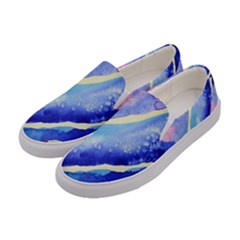 Painting Abstract Blue Pink Spots Women s Canvas Slip Ons by Pakrebo