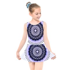 Design Circular Pattern Mandala Kids  Skater Dress Swimsuit by Pakrebo