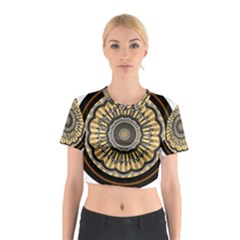 Mandala Pattern Round Ethnic Cotton Crop Top by Pakrebo