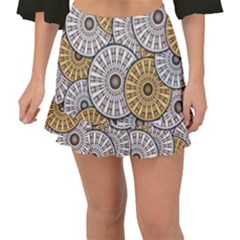 Gears Round Header Banner Cog Fishtail Mini Chiffon Skirt by Pakrebo