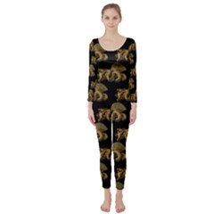 Dragon Motif Print Pattern Long Sleeve Catsuit by dflcprintsclothing