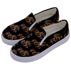 Dragon Motif Print Pattern Kids  Canvas Slip Ons by dflcprintsclothing