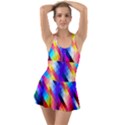 Abstract Background Colorful Pattern Ruffle Top Dress Swimsuit View1