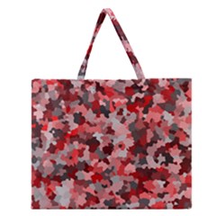 Black Red  Zipper Large Tote Bag by artifiart