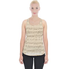 Vintage Beige Music Notes Piece Up Tank Top by Pakrebo