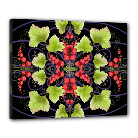 Pattern Berry Red Currant Plant Canvas 20  X 16  (stretched) by Pakrebo