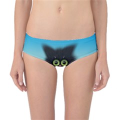 Kitten Black Furry Illustration Classic Bikini Bottoms by Pakrebo