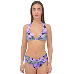 Flowers Vector Illustration Figure Double Strap Halter Bikini Set by Pakrebo