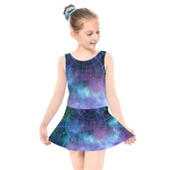 Network Earth Block Chain Globe Kids  Skater Dress Swimsuit by Pakrebo