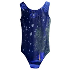 Winter Wonderland Night Snow Kids  Cut-out Back One Piece Swimsuit by Pakrebo