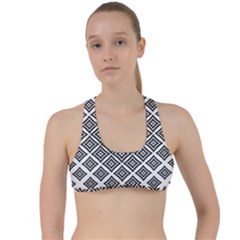 Background Pattern Halftone Criss Cross Racerback Sports Bra by Pakrebo