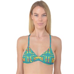 Checkerboard Squares Abstract Reversible Tri Bikini Top by Pakrebo