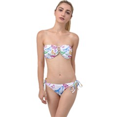 Butterfly Butterflies Vintage Twist Bandeau Bikini Set by Pakrebo