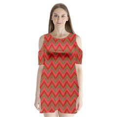 Background Retro Red Zigzag Shoulder Cutout Velvet One Piece by Pakrebo