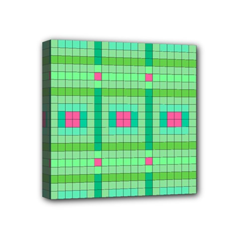 Checkerboard Squares Abstract Mini Canvas 4  X 4  (stretched) by Pakrebo