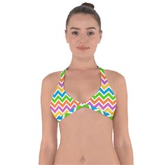 Chevron Pattern Design Texture Halter Neck Bikini Top by Pakrebo