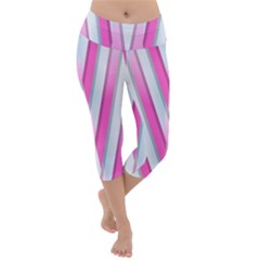 Geometric 3d Design Pattern Pink Lightweight Velour Capri Yoga Leggings by Pakrebo