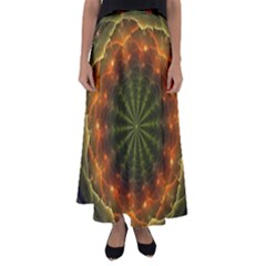 Fractal Digital Flared Maxi Skirt by Pakrebo