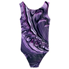 Purple Fractal Flowing Fantasy Kids  Cut-out Back One Piece Swimsuit by Pakrebo