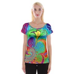 Fractal Art Psychedelic Fantasy Cap Sleeve Top by Pakrebo