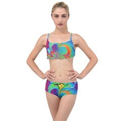 Fractal Art Psychedelic Fantasy Layered Top Bikini Set by Pakrebo