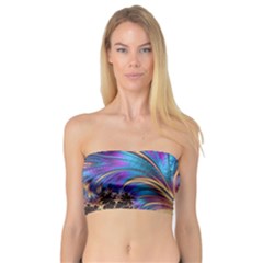 Fractal Feather Swirl Purple Blue Bandeau Top by Pakrebo