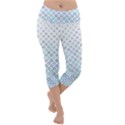 Square Pattern Geometric Blue Lightweight Velour Capri Yoga Leggings View1