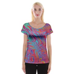 Fractal Bright Fantasy Design Cap Sleeve Top by Pakrebo