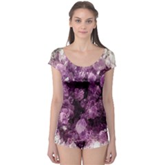 Amethyst Purple Violet Geode Slice Boyleg Leotard  by genx