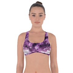 Amethyst Purple Violet Geode Slice Got No Strings Sports Bra by genx