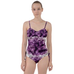 Amethyst Purple Violet Geode Slice Sweetheart Tankini Set by genx