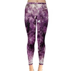 Amethyst Purple Violet Geode Slice Inside Out Leggings by genx