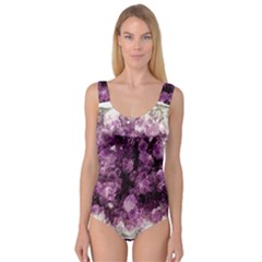 Amethyst Purple Violet Geode Slice Princess Tank Leotard  by genx