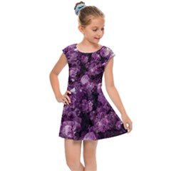 Amethyst Purple Violet Geode Slice Kids  Cap Sleeve Dress by genx