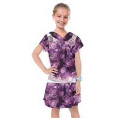 Amethyst Purple Violet Geode Slice Kids  Drop Waist Dress by genx