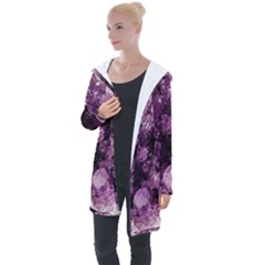 Amethyst Purple Violet Geode Slice Longline Hooded Cardigan by genx