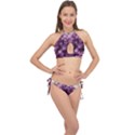 Amethyst purple violet Geode Slice Cross Front Halter Bikini Set View1