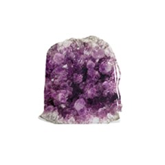 Amethyst Purple Violet Geode Slice Drawstring Pouch (medium) by genx