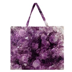 Amethyst Purple Violet Geode Slice Zipper Large Tote Bag by genx