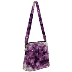 Amethyst Purple Violet Geode Slice Zipper Messenger Bag by genx