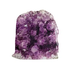 Amethyst Purple Violet Geode Slice Drawstring Pouch (xl) by genx