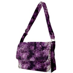 Amethyst Purple Violet Geode Slice Full Print Messenger Bag by genx