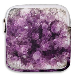 Amethyst Purple Violet Geode Slice Mini Square Pouch by genx